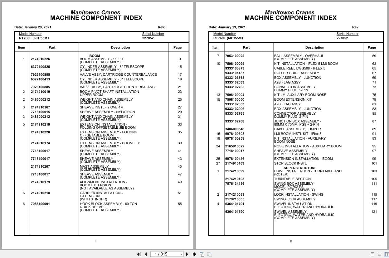 Grove Crane RT760E 227052 Parts Manual 2021 (1)