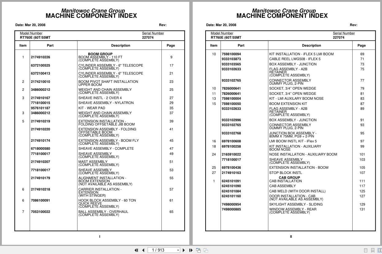 Grove Crane RT760E 227074 Parts Manual 2008 (1)