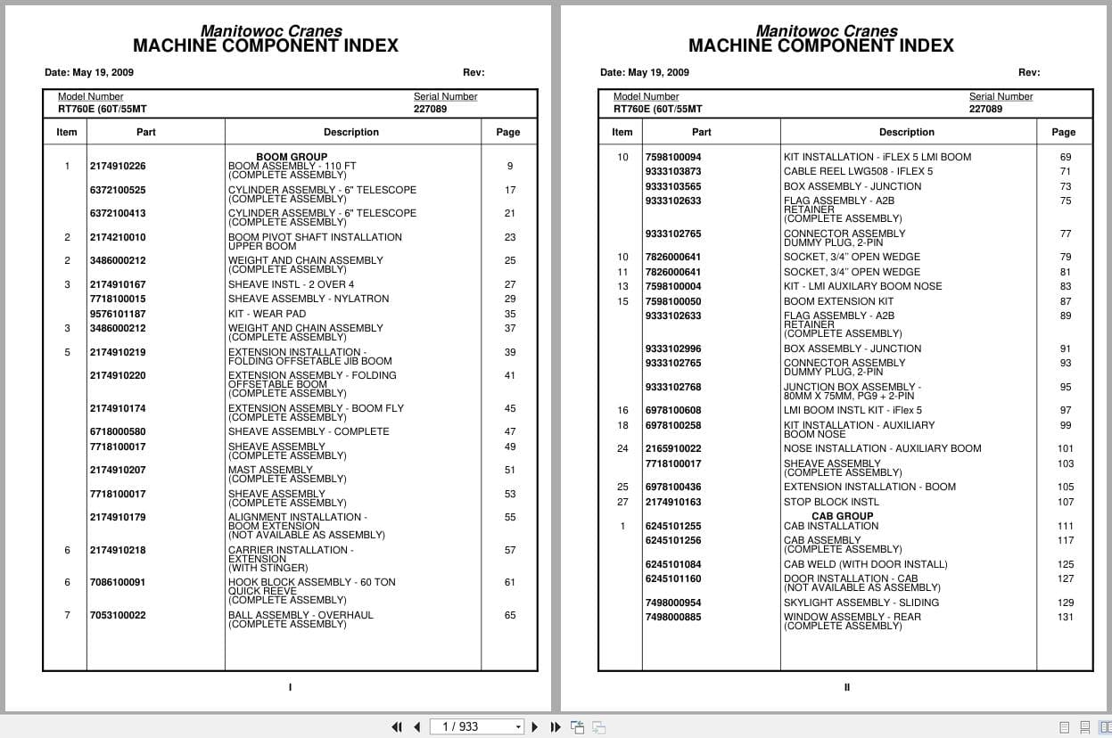 Grove Crane RT760E 227089 Parts Manual 2009 (1)
