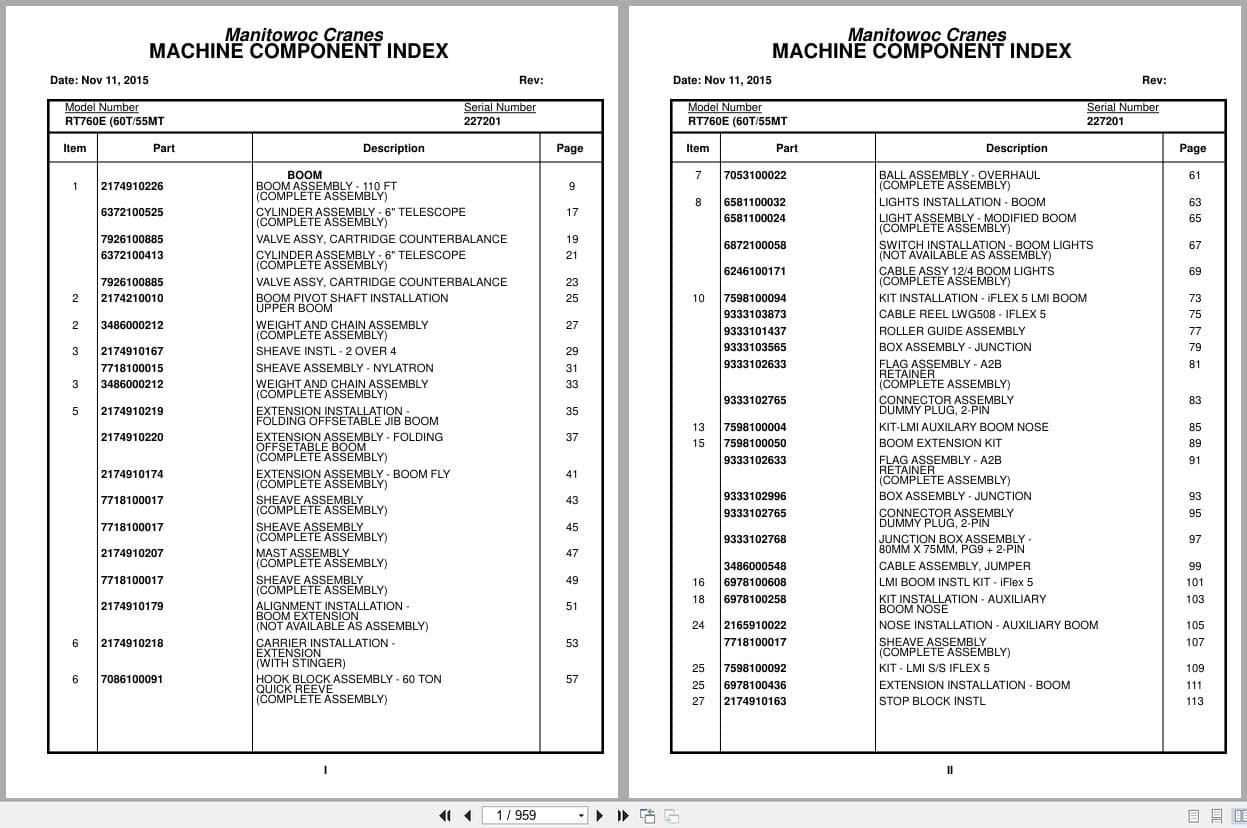 Grove Crane RT760E 227201 Parts Manual 2015 (1)