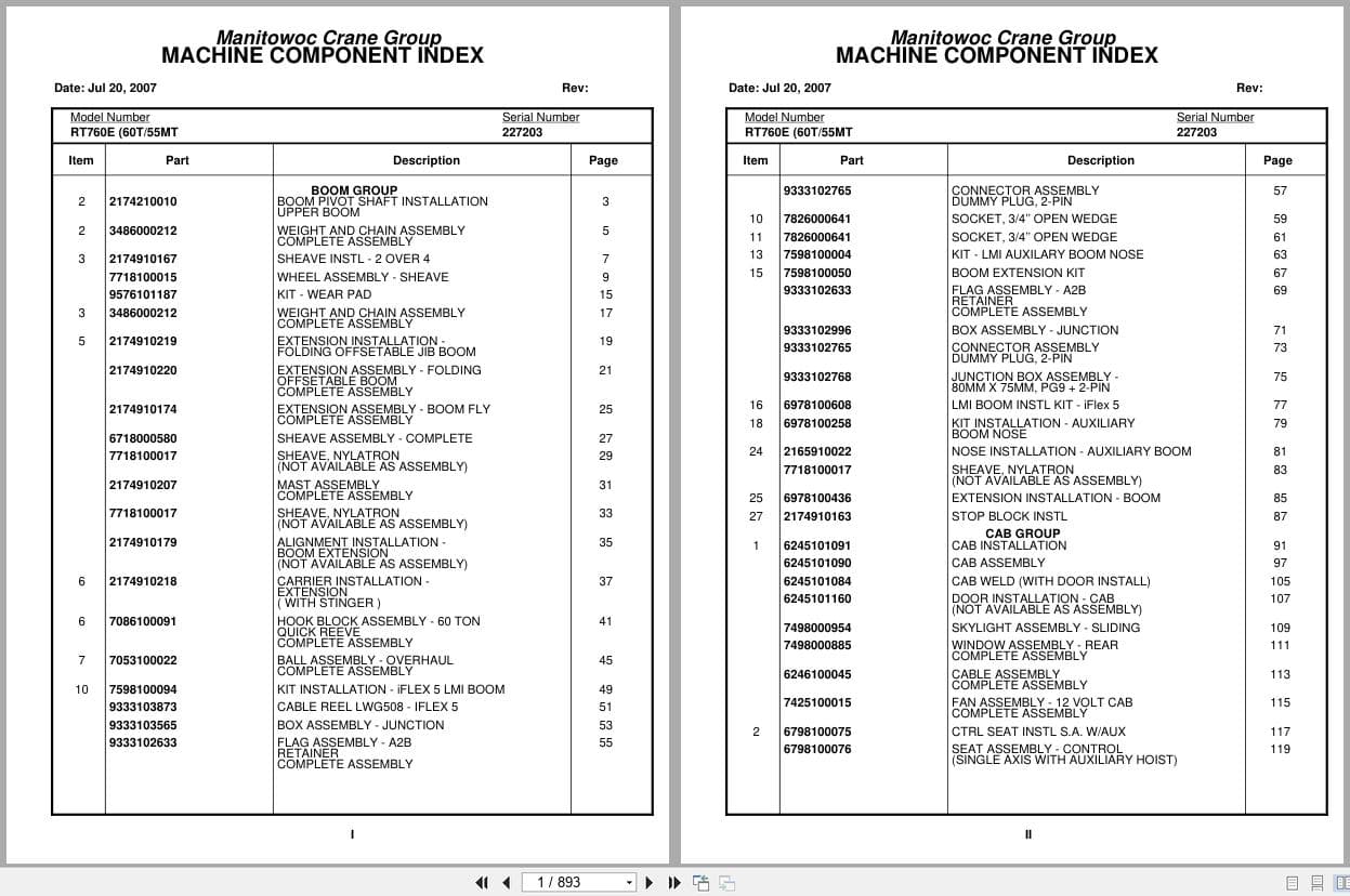 Grove Crane RT760E 227203 Parts Manual 2007 (1)