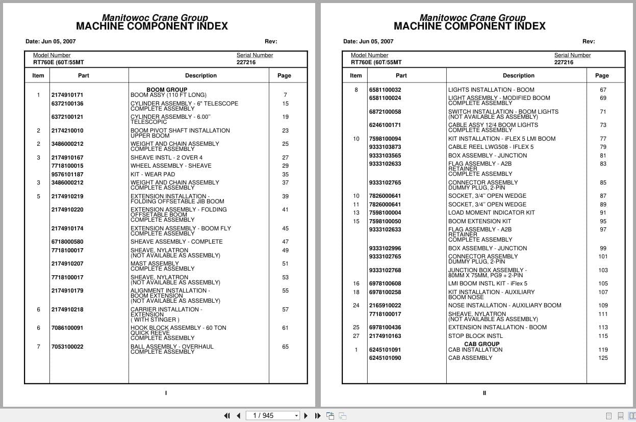Grove Crane RT760E 227216 Parts Manual 2007 (1)