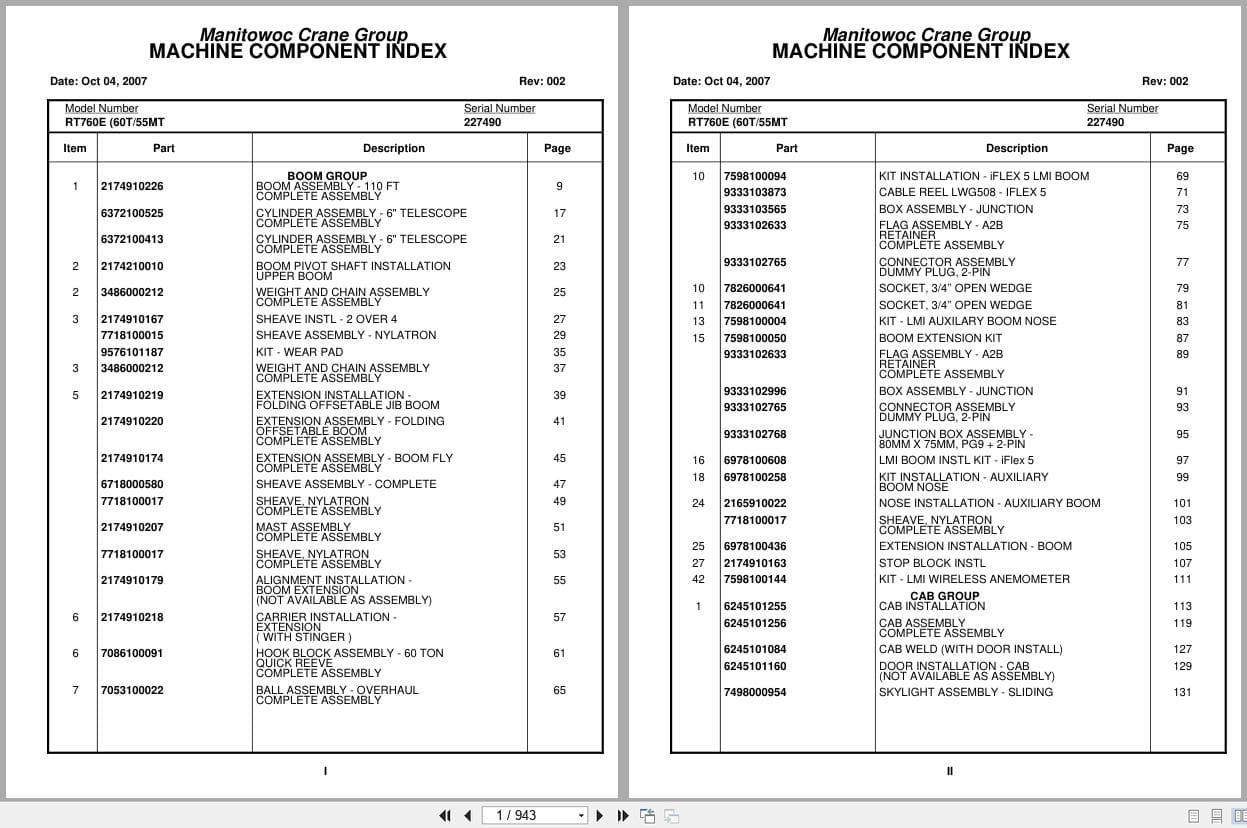 Grove Crane RT760E 227490 Parts Manual 2007 (1)