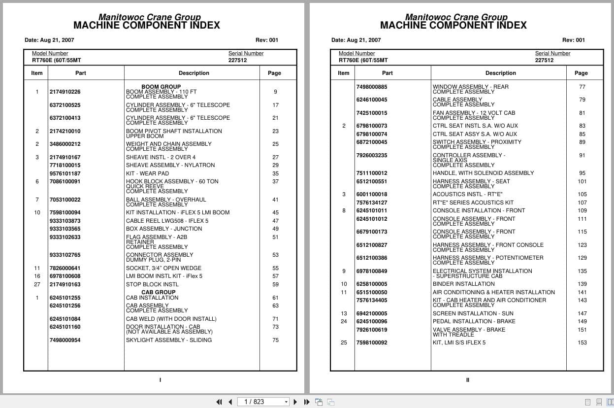 Grove Crane RT760E 227512 Parts Manual 2007 (1)