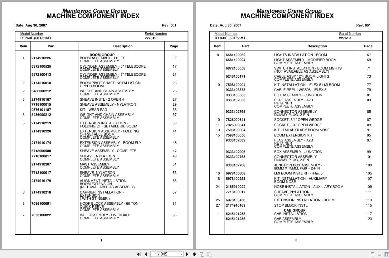 Grove Crane RT760E 227619 Parts Manual 2007 (1)