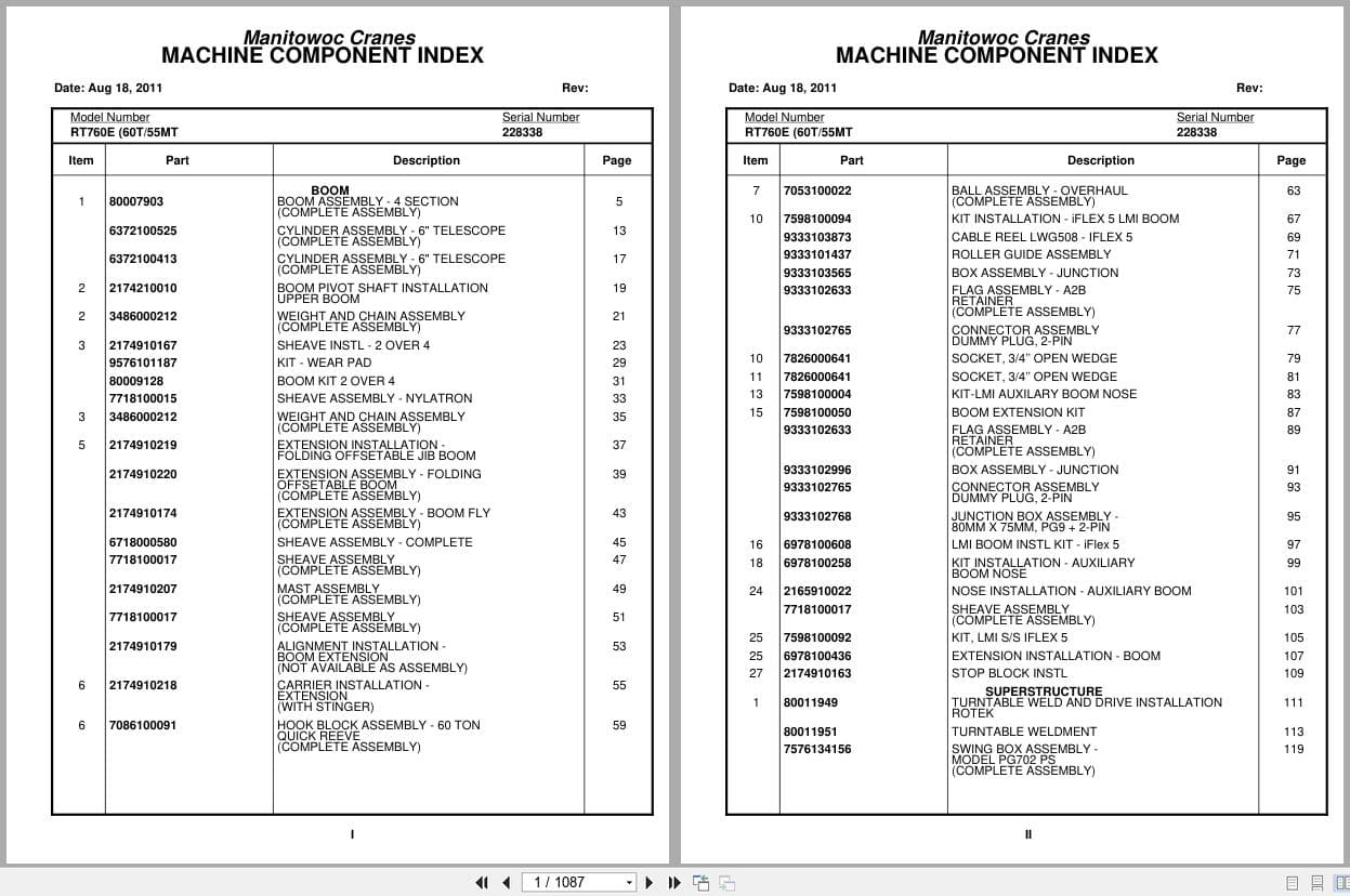 Grove Crane RT760E 228338 Parts Manual 2011 (1)