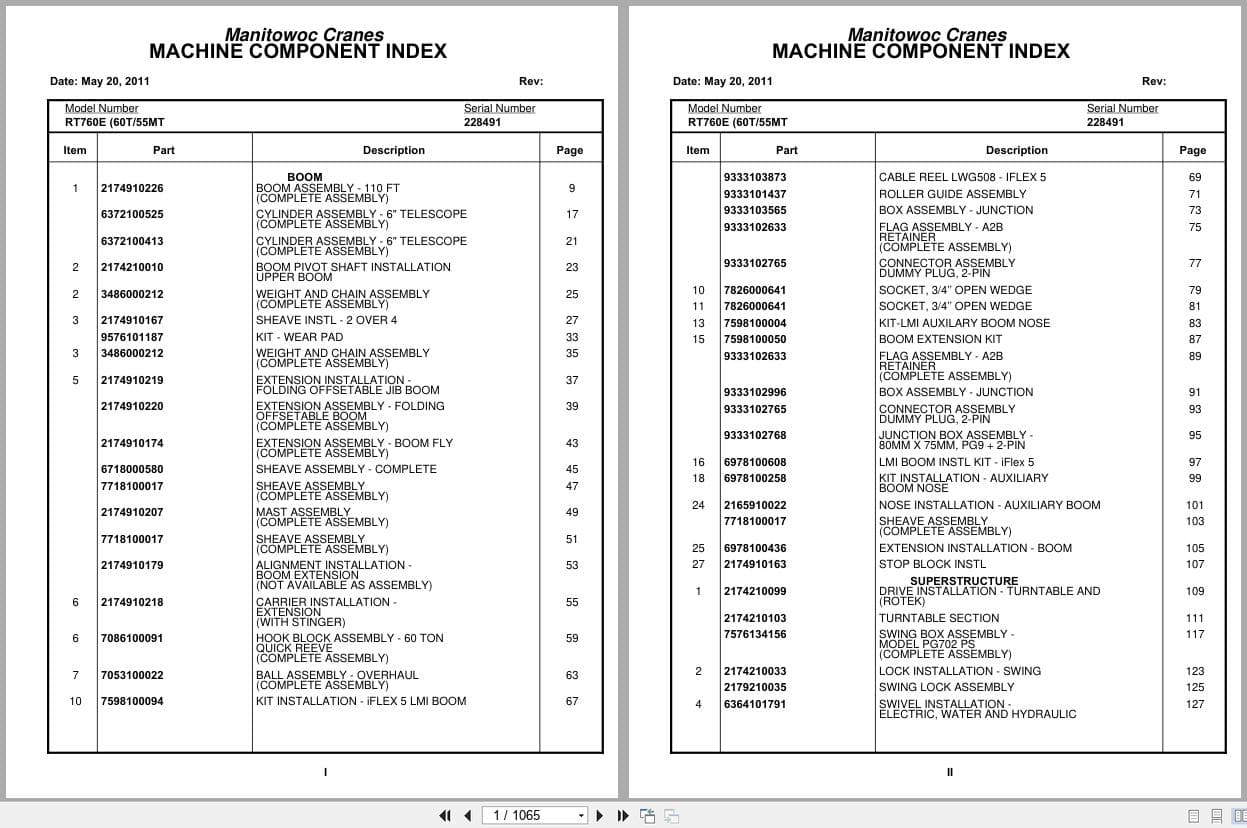 Grove Crane RT760E 228491 Parts Manual 2011 (1)