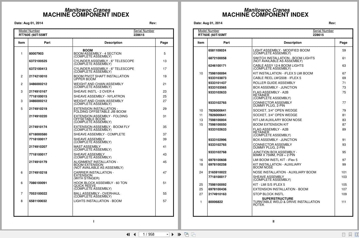 Grove Crane RT760E 228615 Parts Manual 2014 (1)