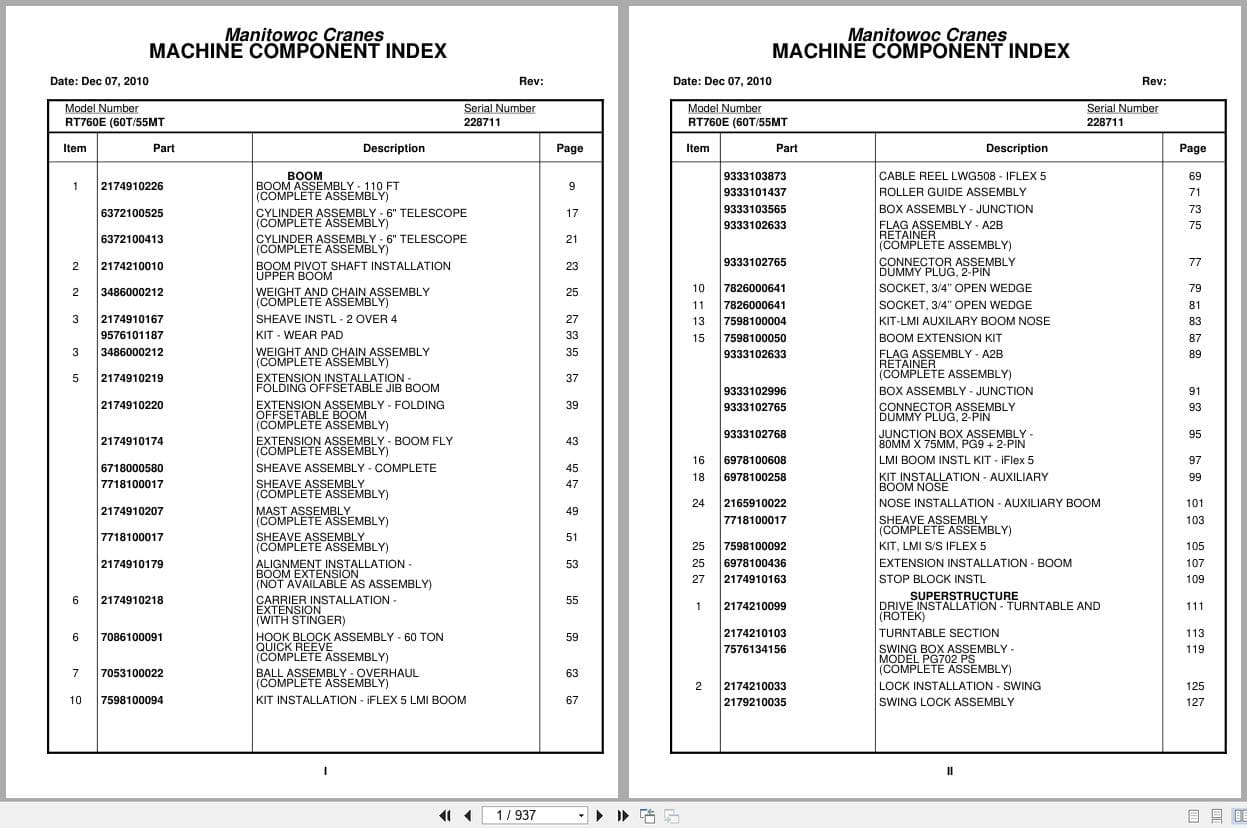 Grove Crane RT760E 228711 Parts Manual 2010 (1)