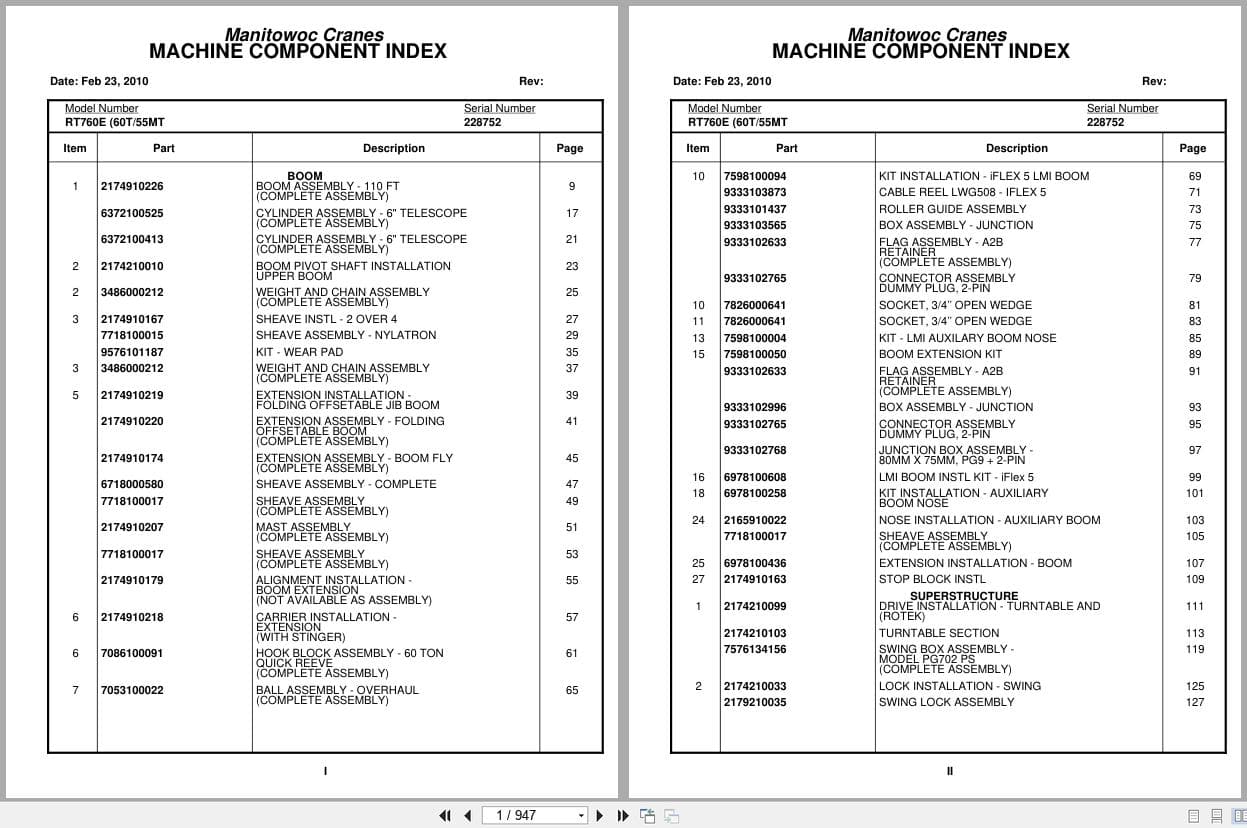 Grove Crane RT760E 228752 Parts Manual 2010 (1)