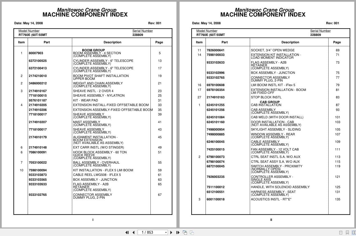 Grove Crane RT760E 228809 Parts Manual 2008 (1)