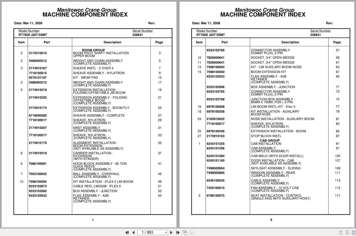Grove Crane RT760E 228841 Parts Manual 2008 (1)