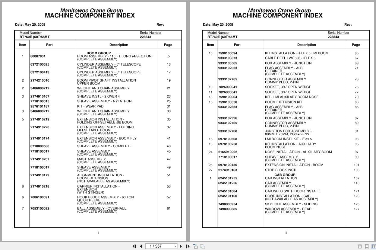 Grove Crane RT760E 228843 Parts Manual 2008 (1)