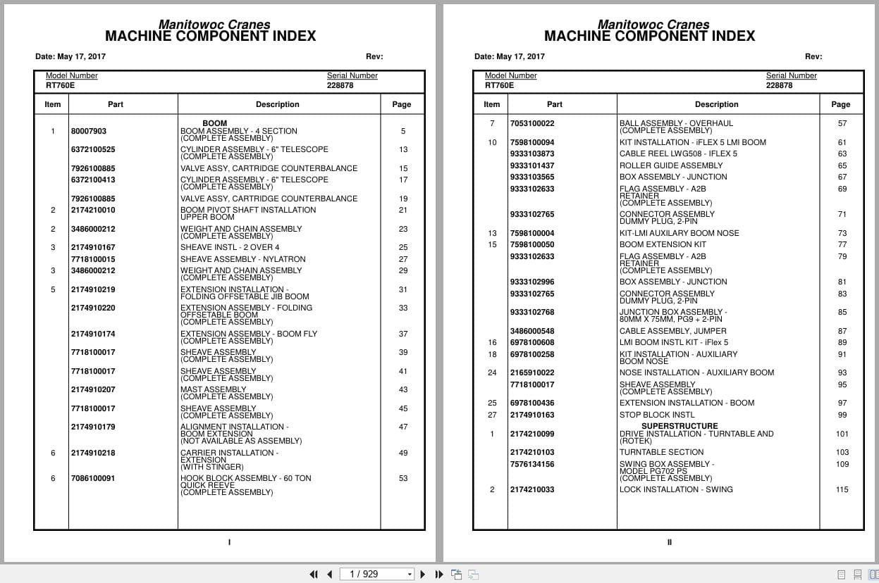 Grove Crane RT760E 228878 Parts Manual 2017 (1)