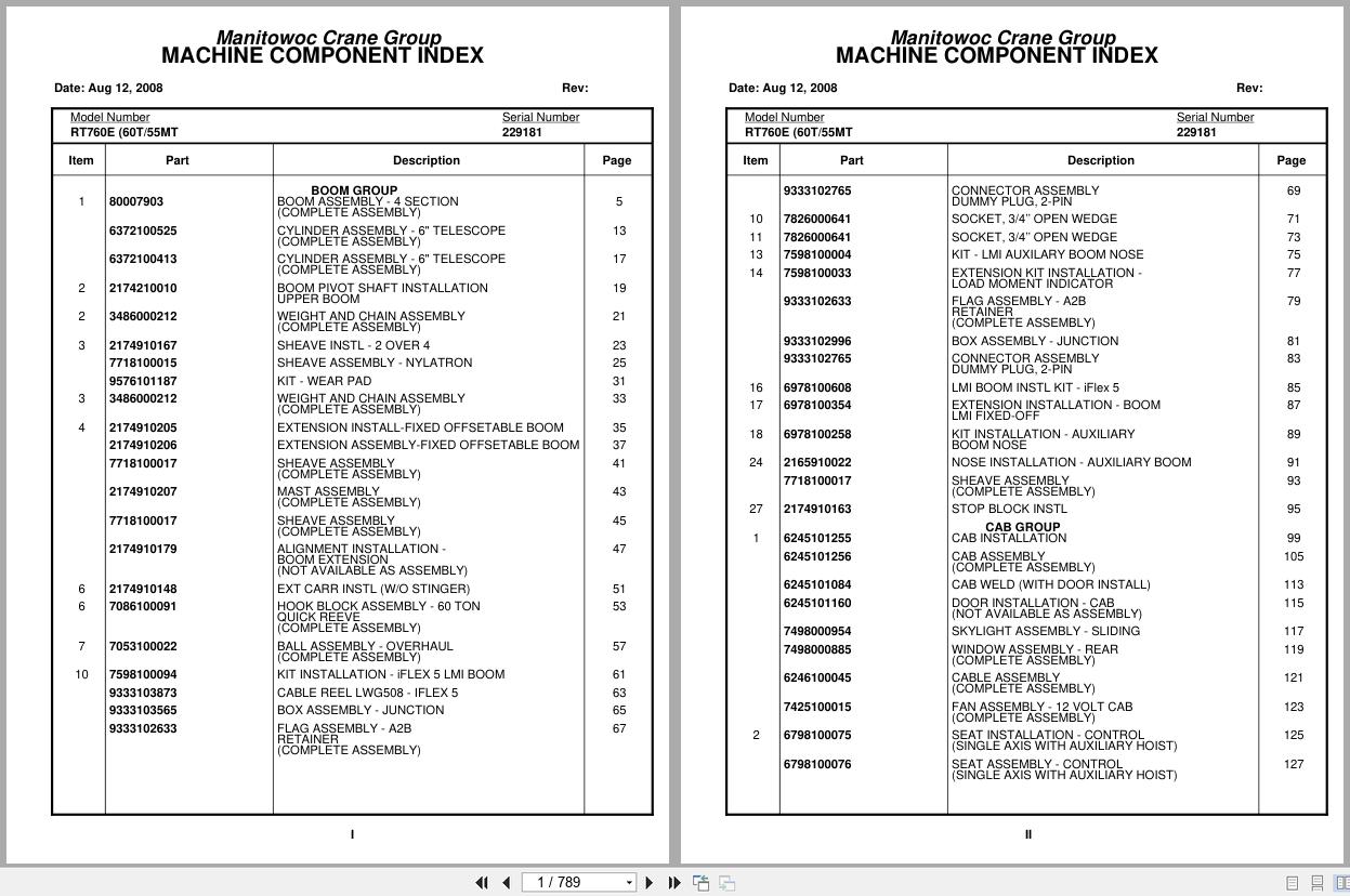 Grove Crane RT760E 229181 Parts Manual 2008 (1)