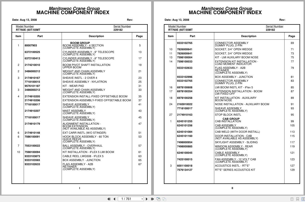 Grove Crane RT760E 229182 Parts Manual 2008 (1)