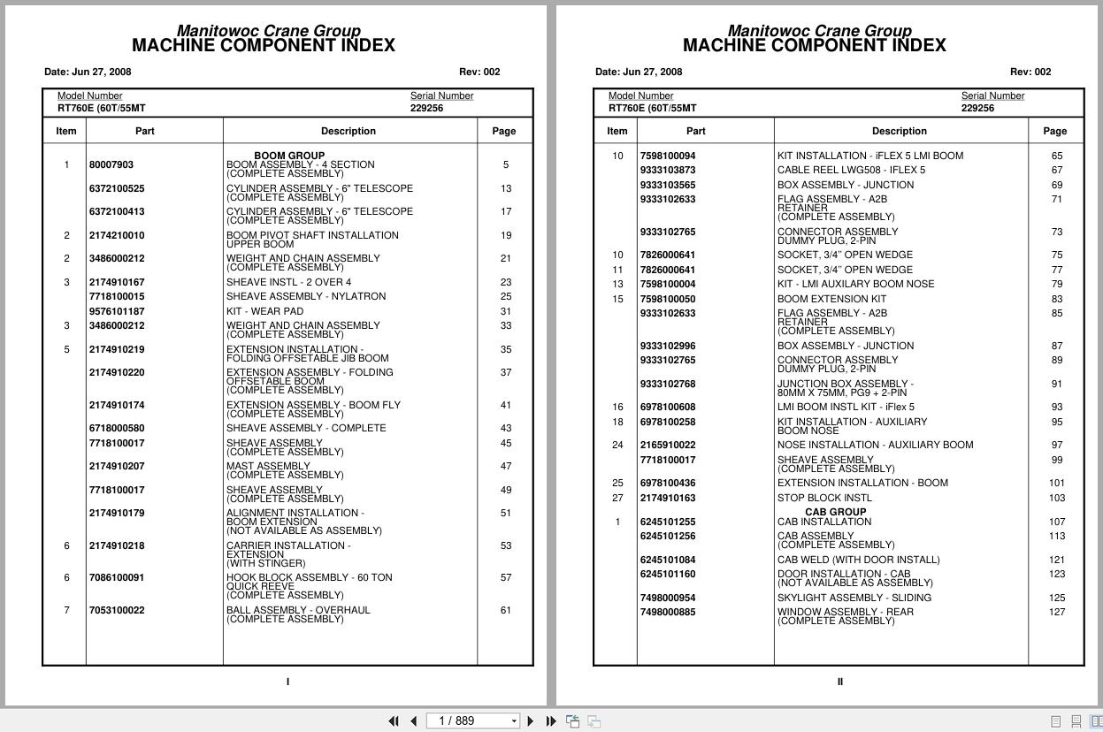 Grove Crane RT760E 229256 Parts Manual 2008 (1)