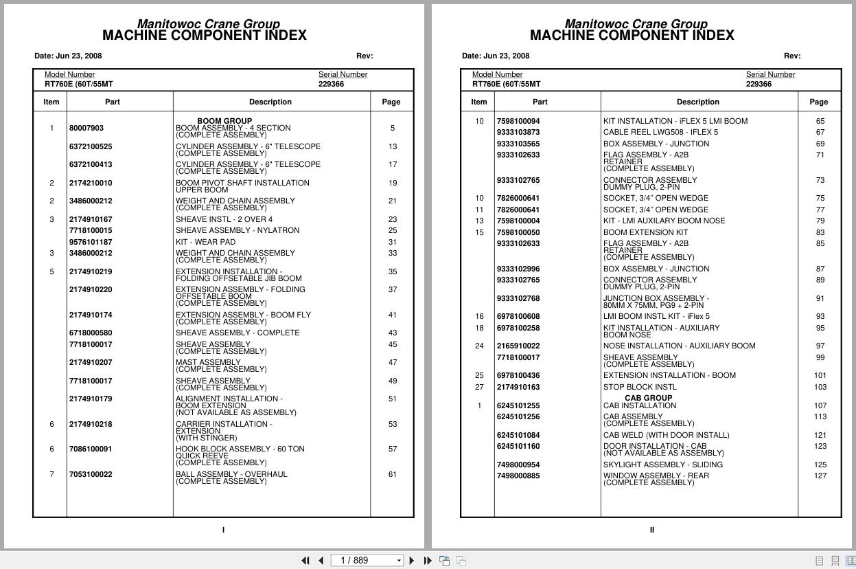 Grove Crane RT760E 229366 Parts Manual 2008 (1)