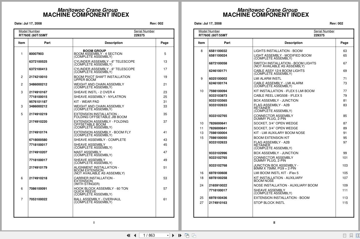 Grove Crane RT760E 229375 Parts Manual 2008 (1)