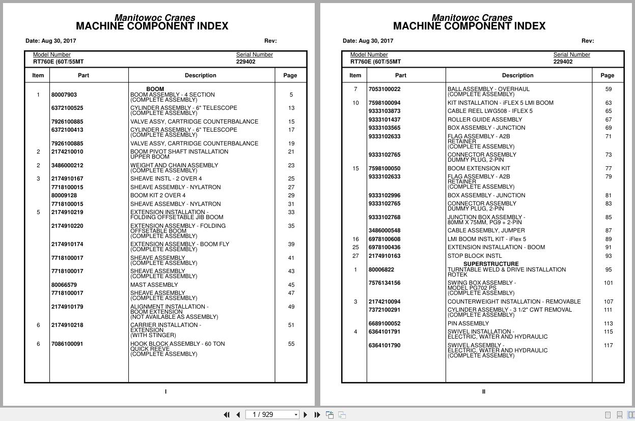 Grove Crane RT760E 229402 Parts Manual 2017 (1)