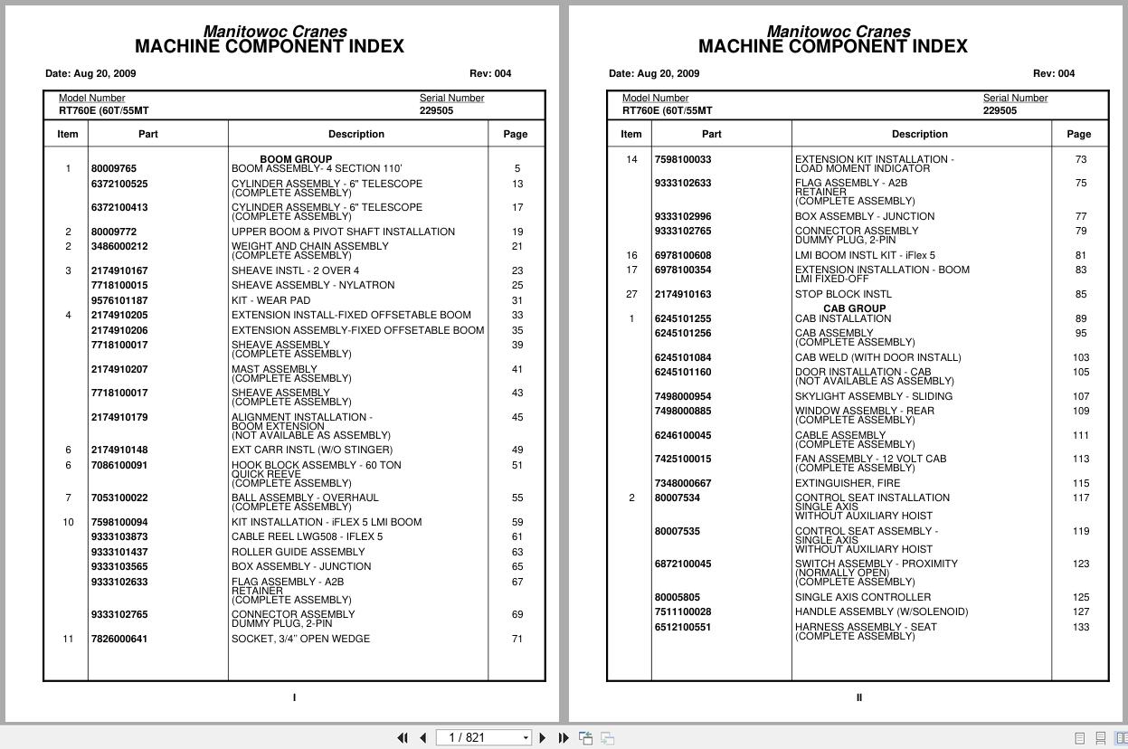 Grove Crane RT760E 229505 Parts Manual 2009 (1)