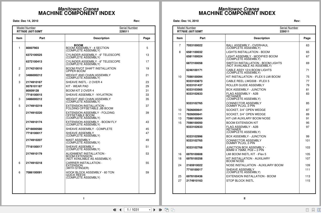 Grove Crane RT760E 229511 Parts Manual 2010 (1)
