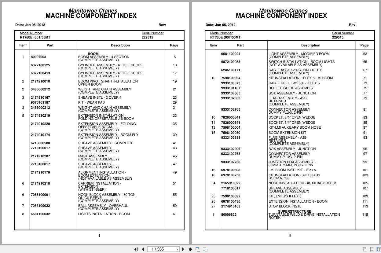 Grove Crane RT760E 229515 Parts Manual 2012 (1)