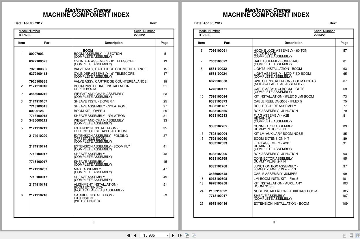 Grove Crane RT760E 229522 Parts Manual 2017 (1)