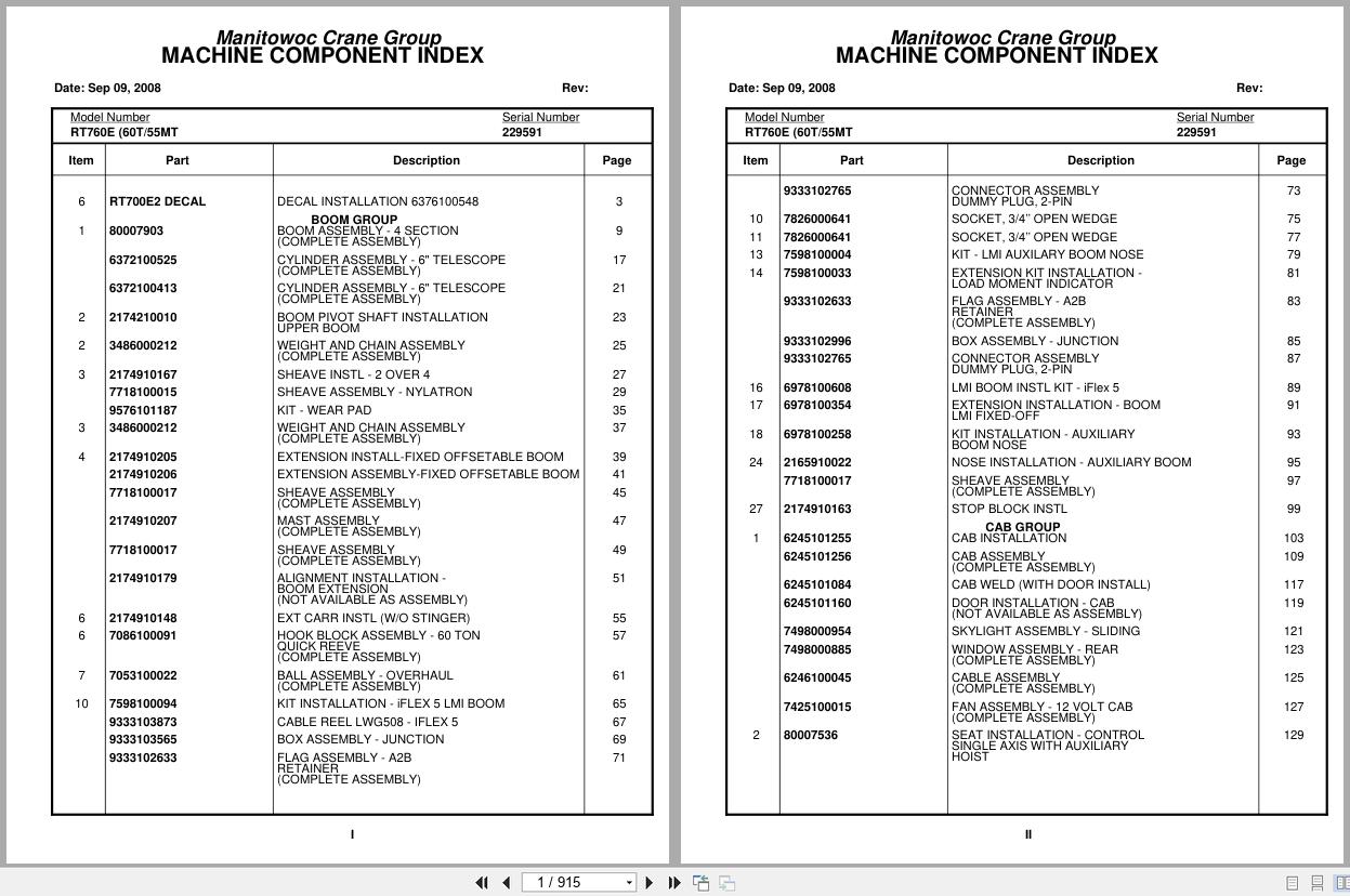 Grove Crane RT760E 229591 Parts Manual 2008 (1)