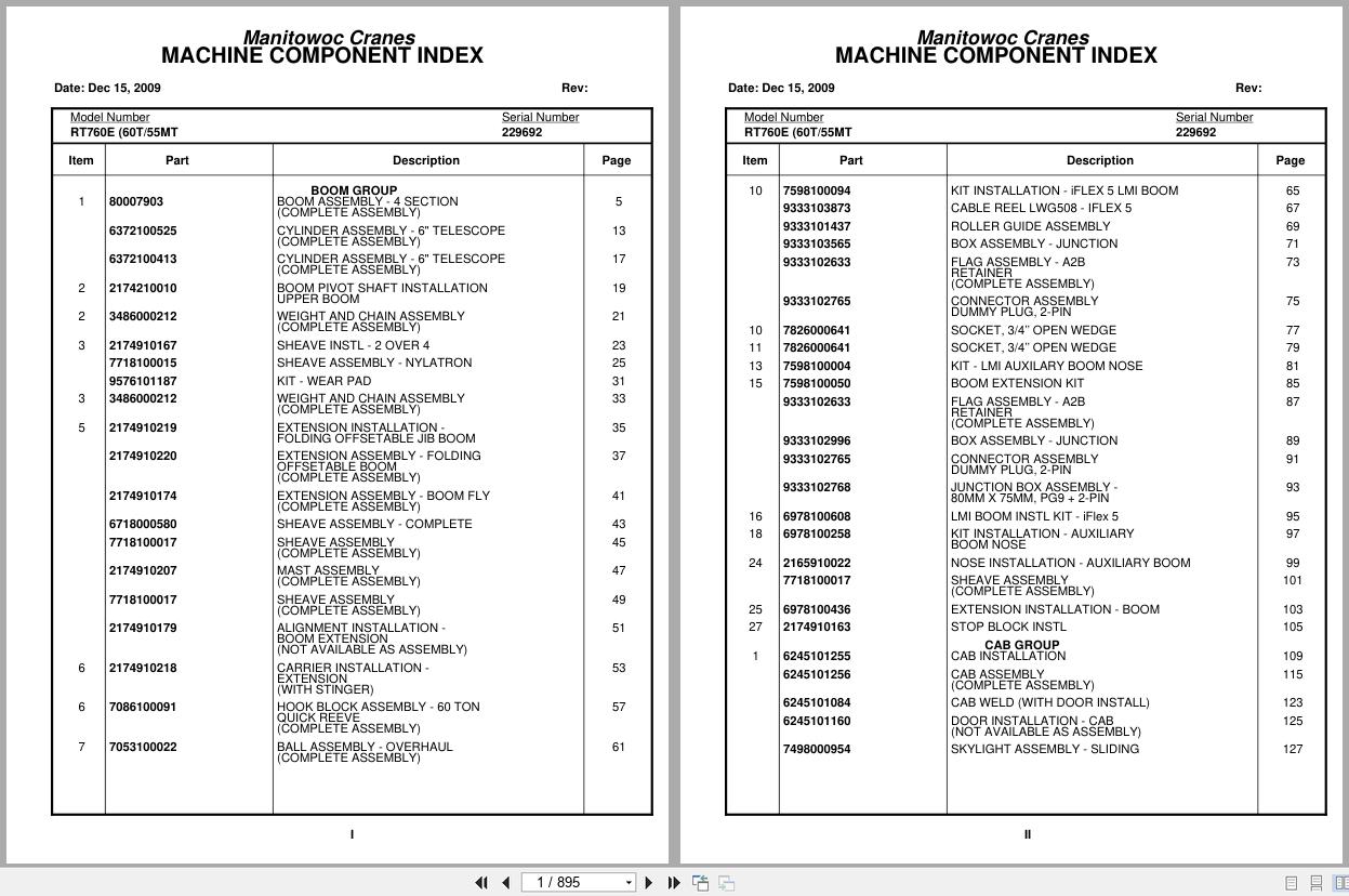 Grove Crane RT760E 229692 Parts Manual 2009 (1)
