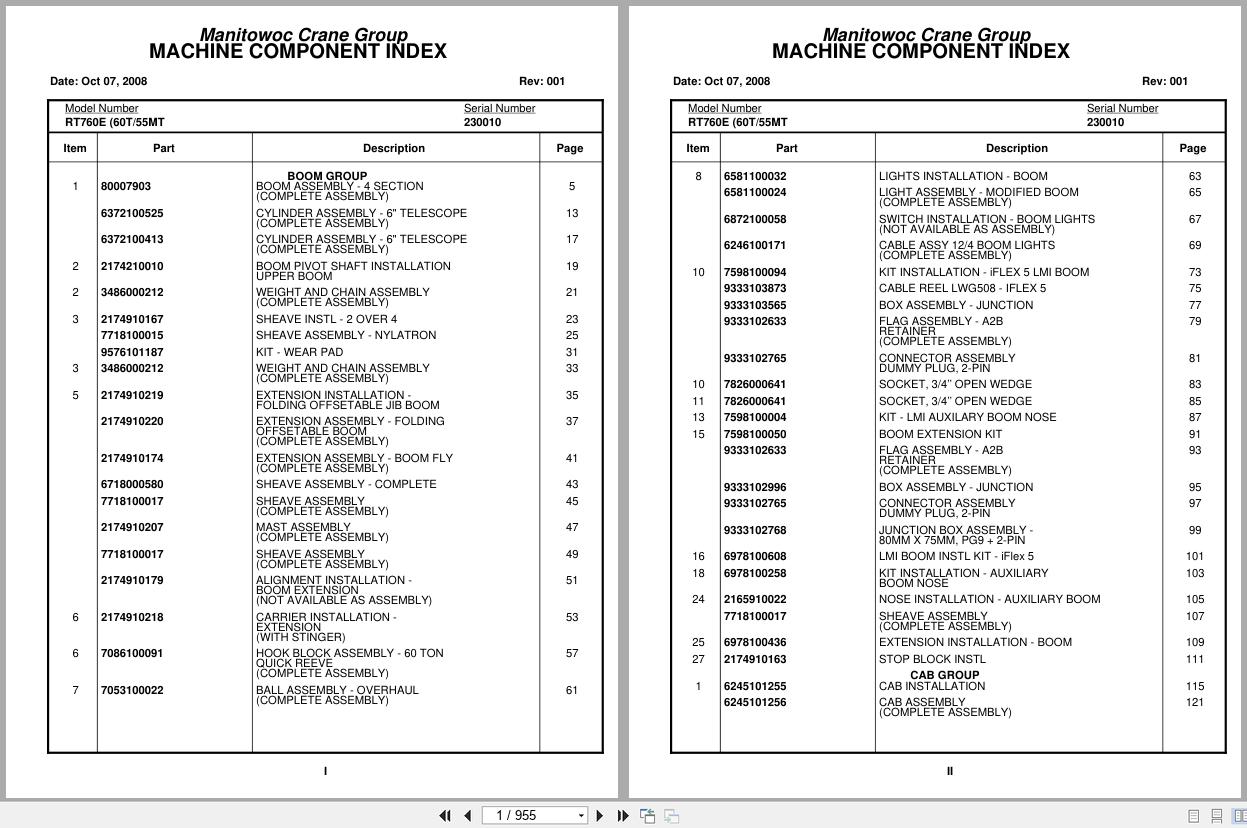 Grove Crane RT760E 230010 Parts Manual 2008 (1)