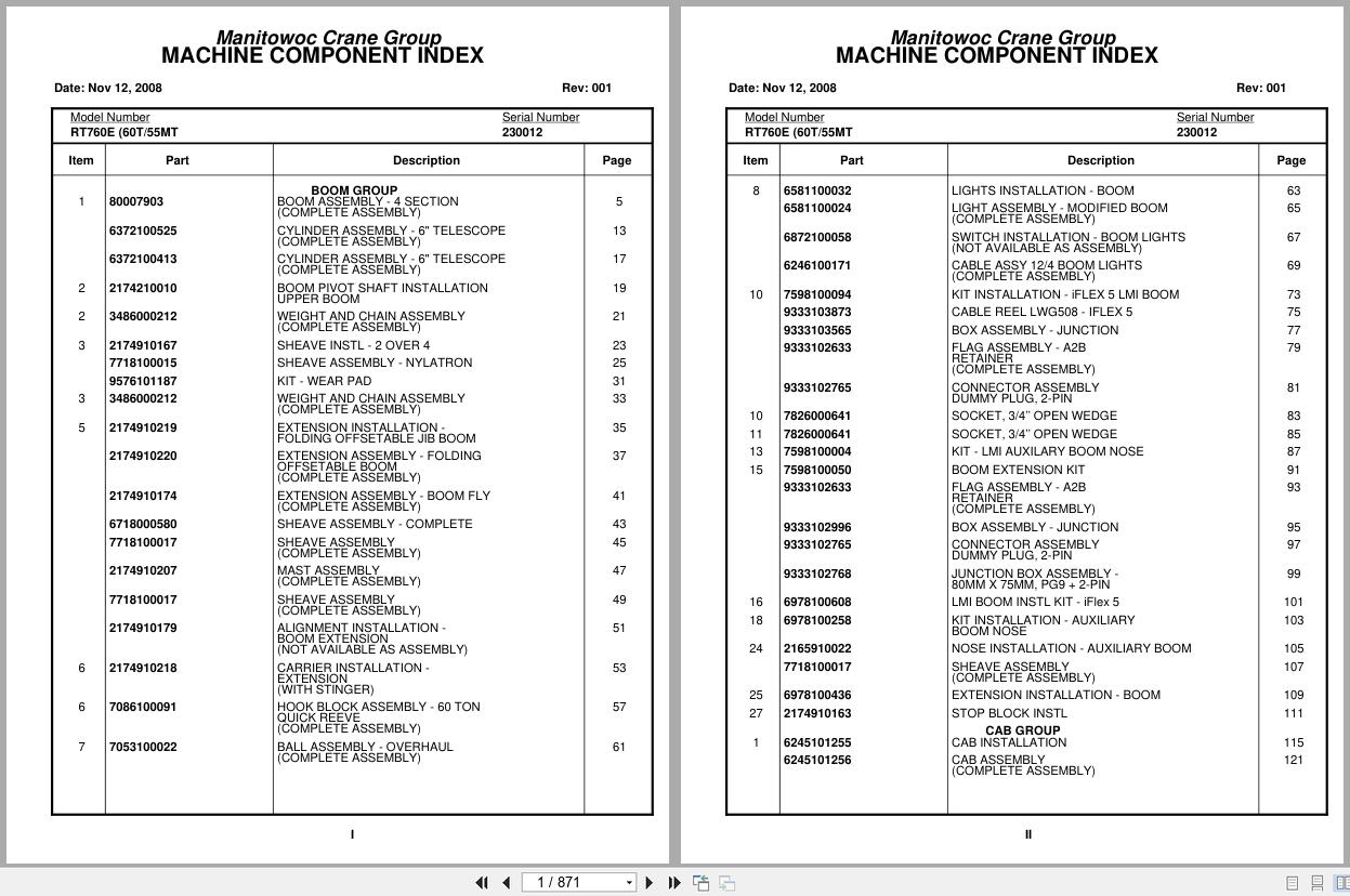 Grove Crane RT760E 230012 Parts Manual 2008 (1)