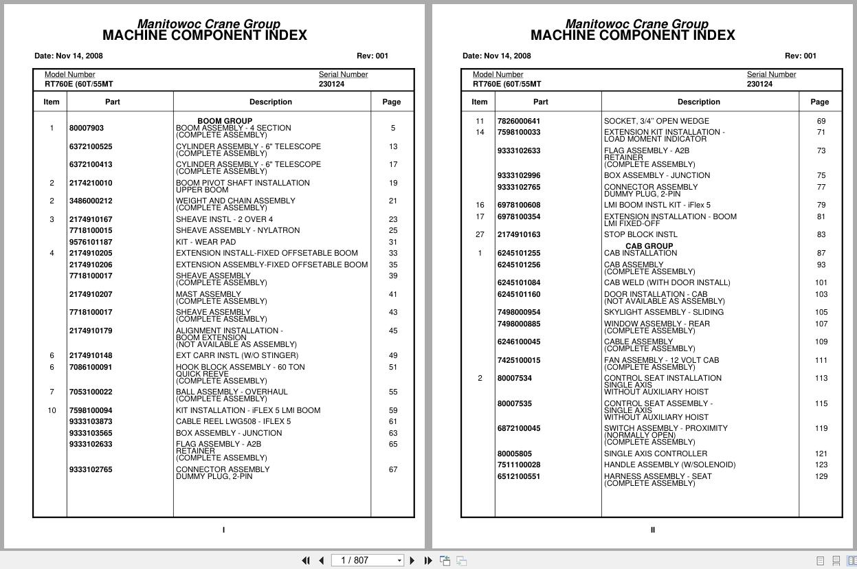 Grove Crane RT760E 230124 Parts Manual 2008 (1)
