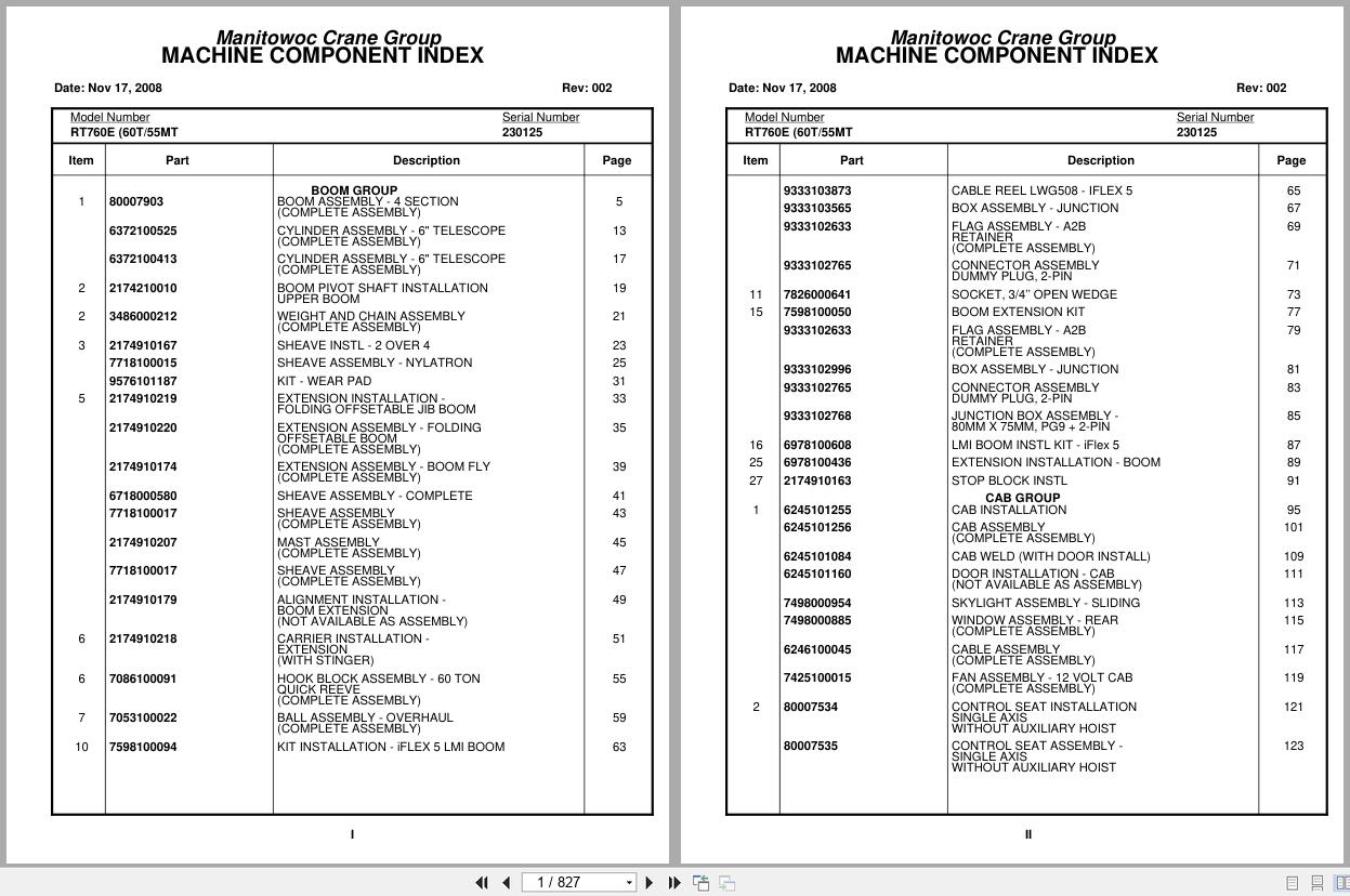 Grove Crane RT760E 230125 Parts Manual 2008 (1)