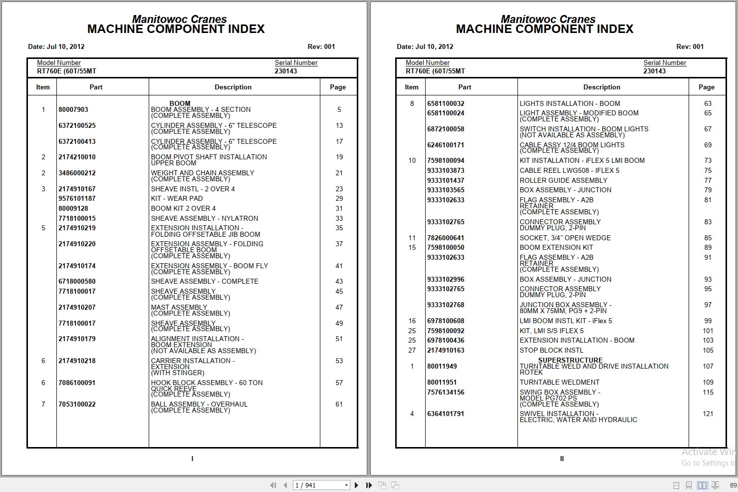 Grove Crane RT760E 230143 Parts Manual 2012 (1)