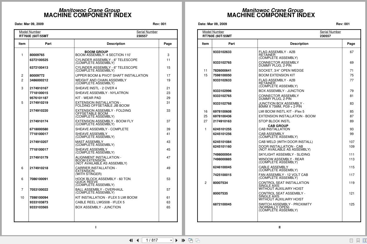 Grove Crane RT760E 230557 Parts Manual 2009 (1)