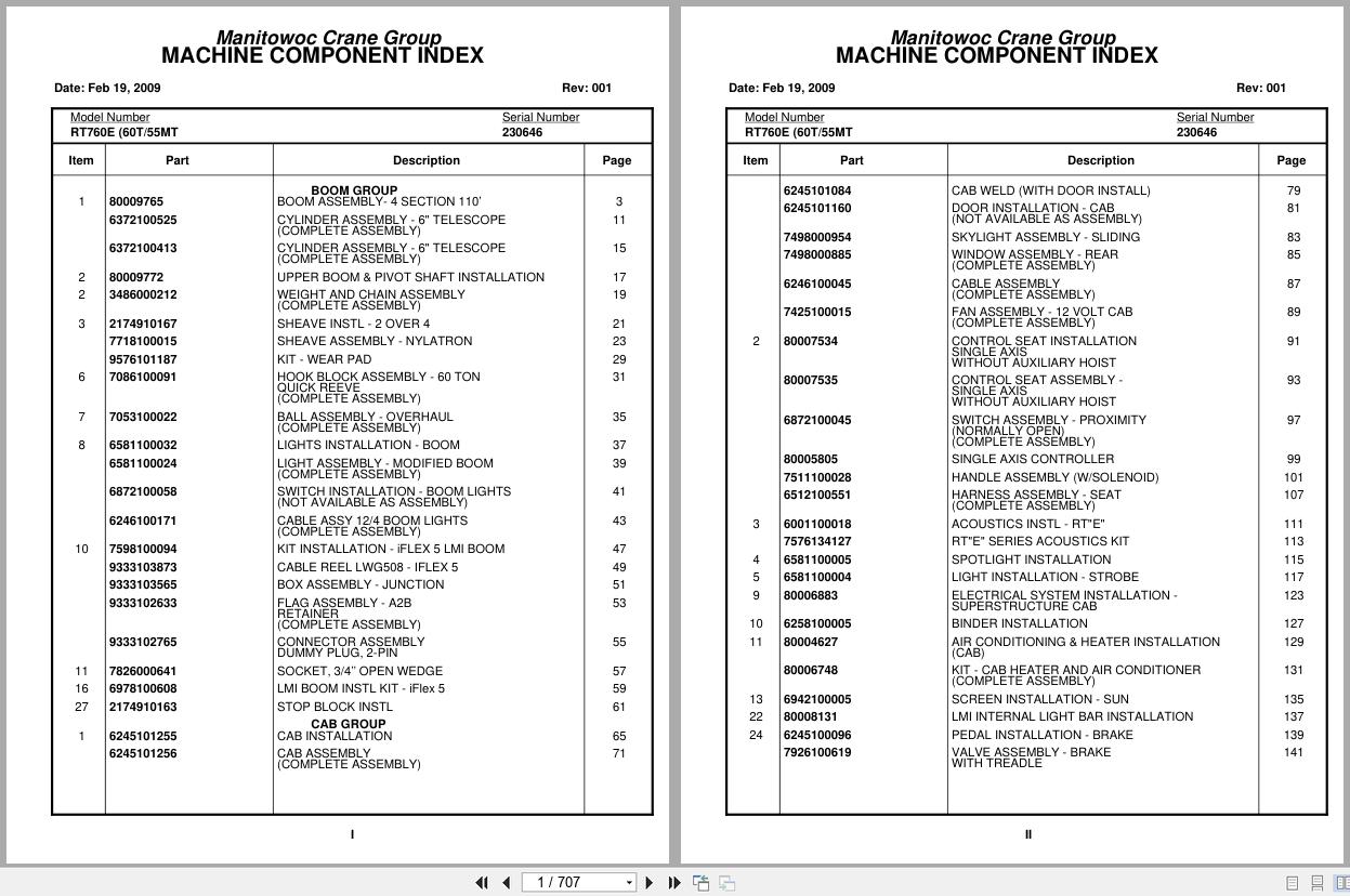 Grove Crane RT760E 230646 Parts Manual 2009 (1)