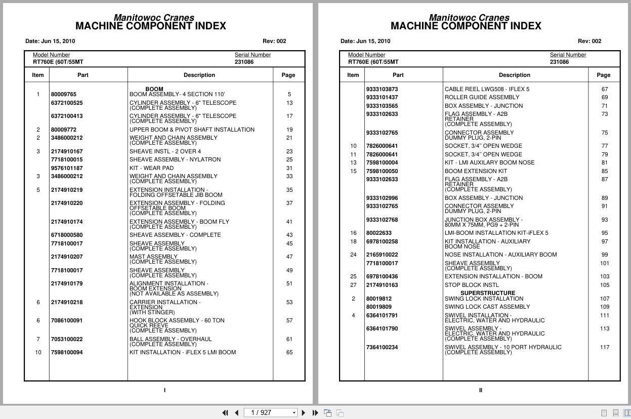 Grove Crane RT760E 231086 Parts Manual 2010 (1)