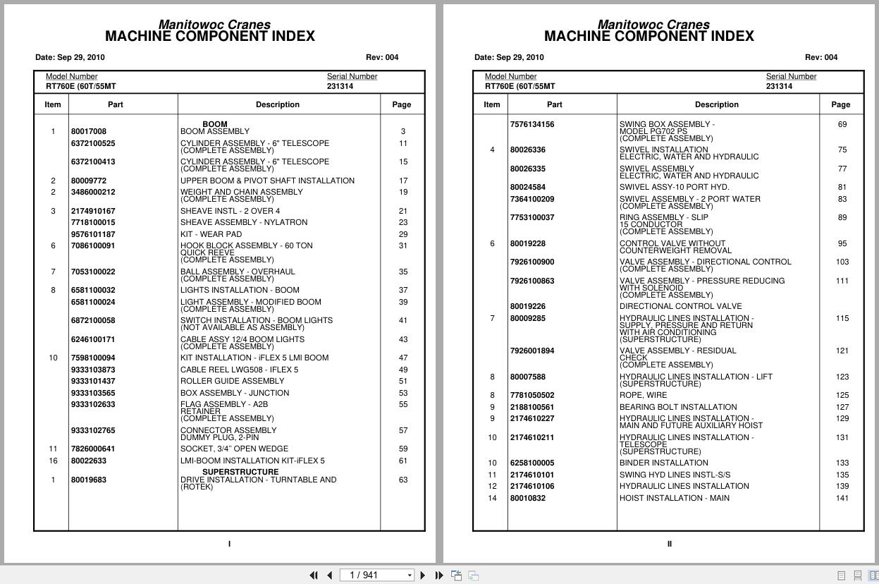 Grove Crane RT760E 231314 Parts Manual 2010 (1)