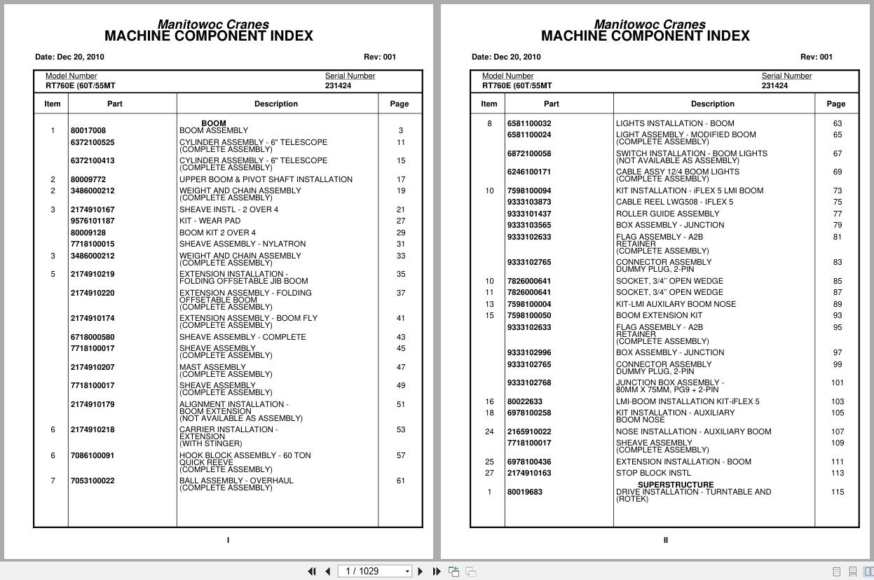 Grove Crane RT760E 231424 Parts Manual 2010 (1)
