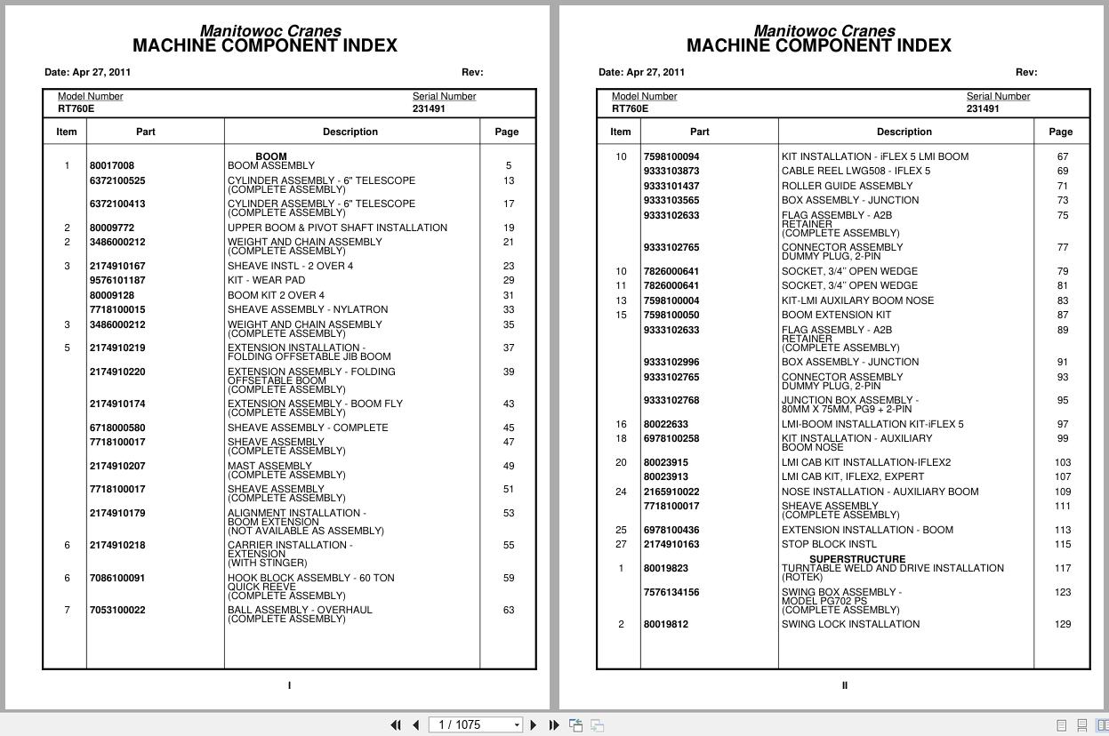 Grove Crane RT760E 231491 Parts Manual 2011 (1)