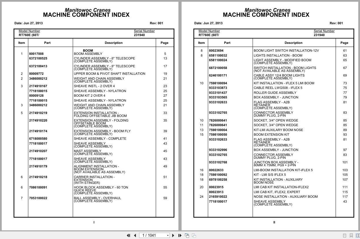 Grove Crane RT760E 231940 Parts Manual 2013 (1)