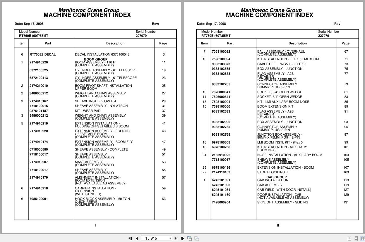 Grove Crane RT760E3 227079 Parts Manual 2008 (1)