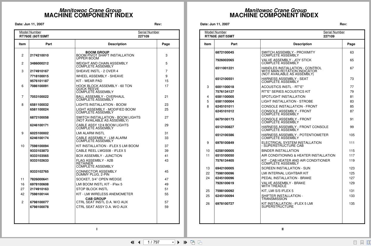 Grove Crane RT760E3 227109 Parts Manual 2007 (1)