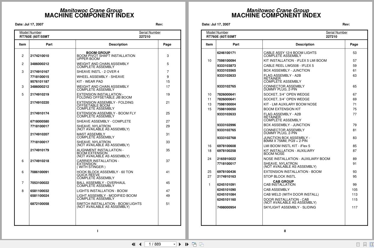 Grove Crane RT760E3 227210 Parts Manual 2007 (1)