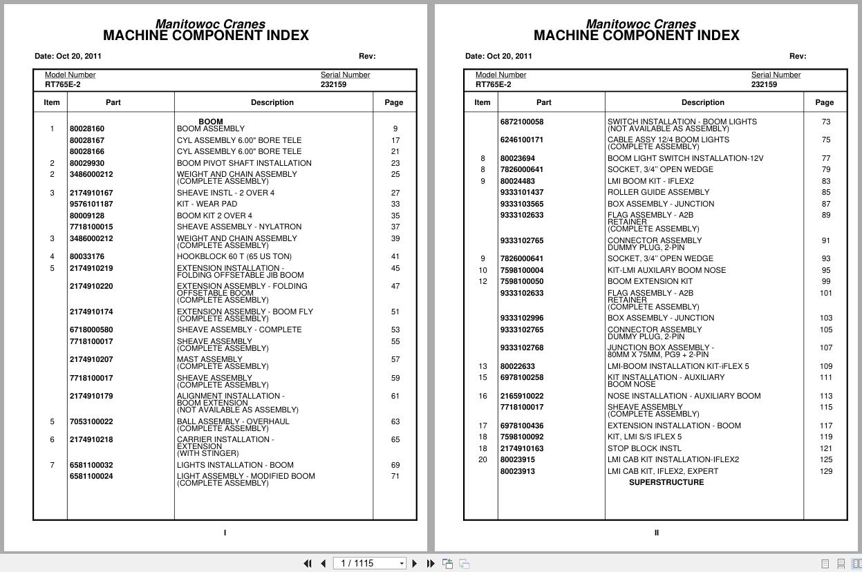 Grove Crane RT765E 2 232159 Parts Manual 2011 (1)