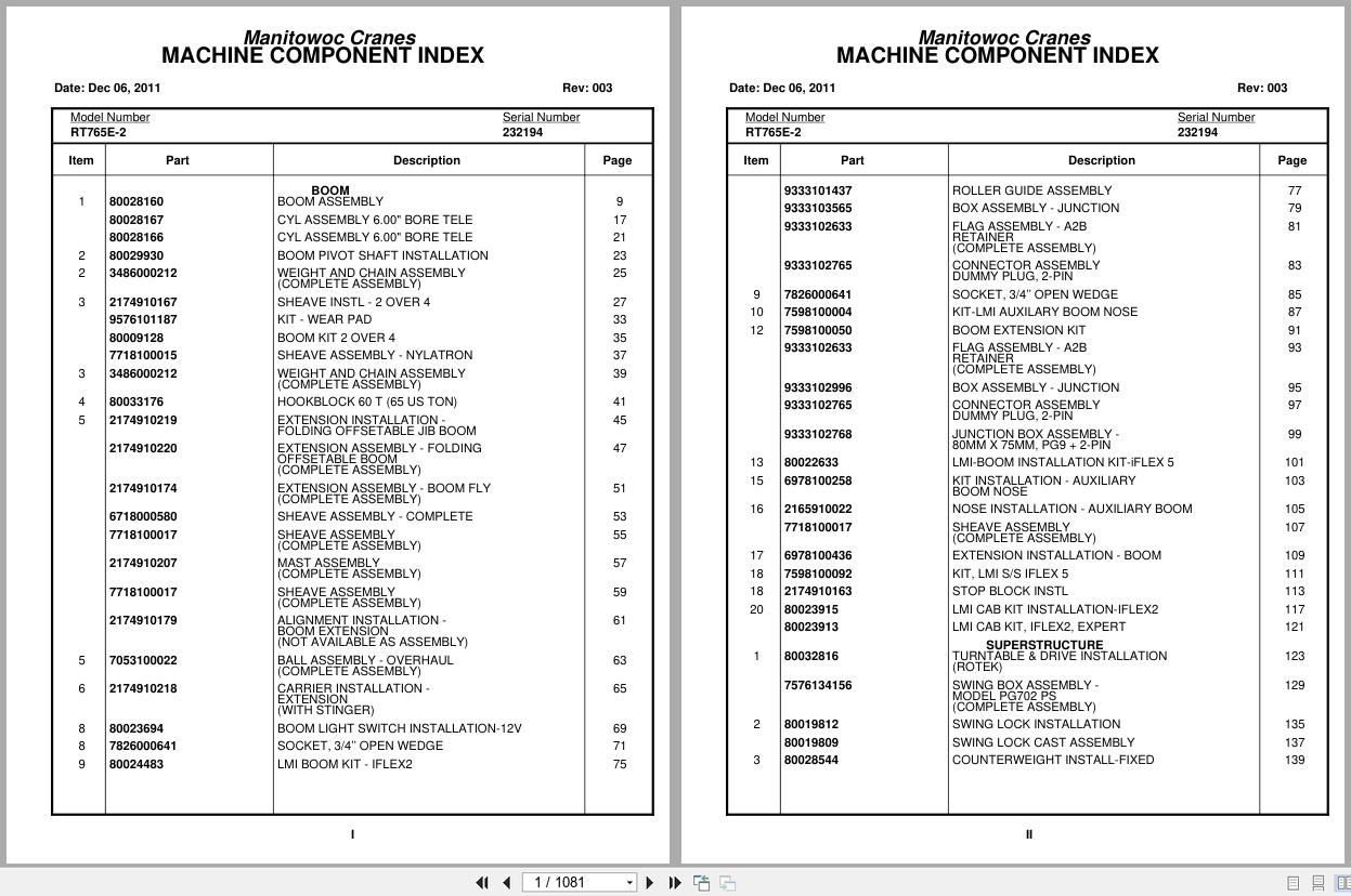 Grove Crane RT765E 2 232194 Parts Manual 2011 (1)