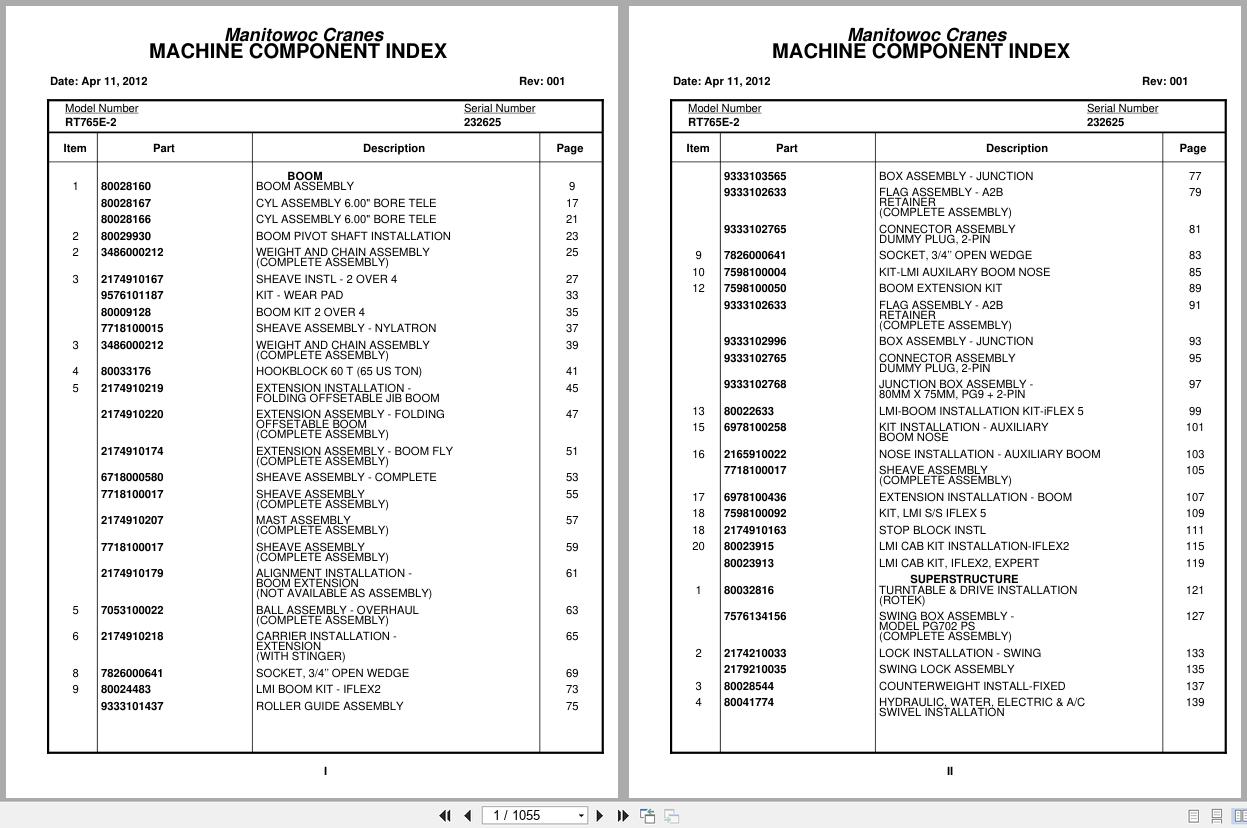 Grove Crane RT765E 2 232625 Parts Manual 2012 (1)