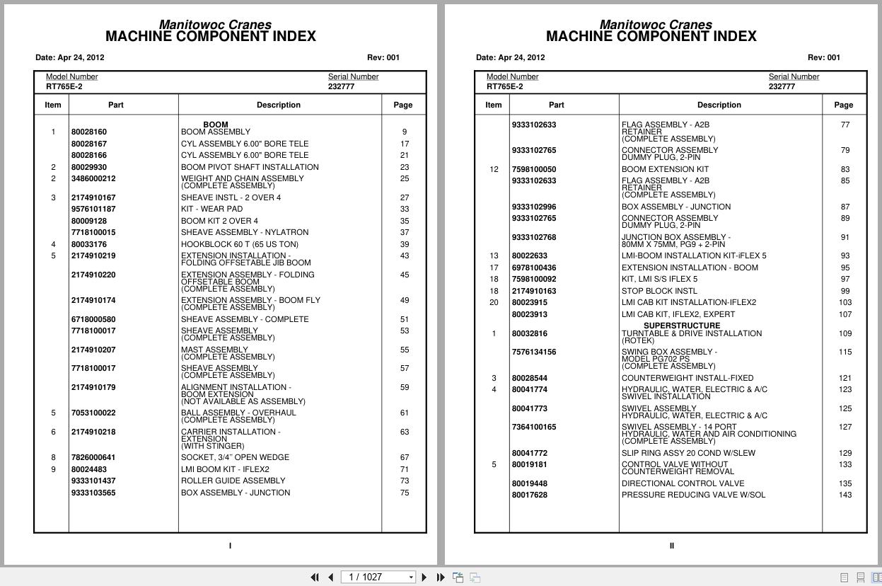 Grove Crane RT765E 2 232777 Parts Manual 2012 (1)