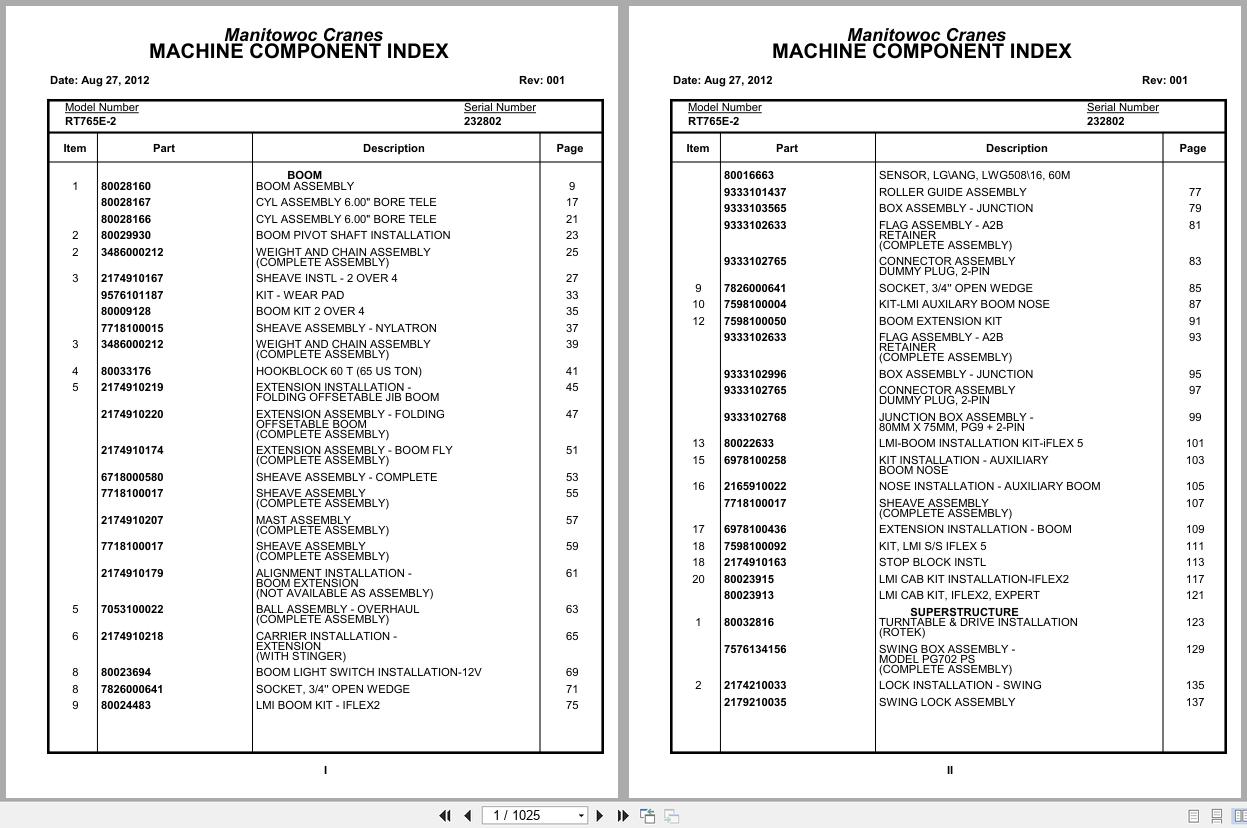 Grove Crane RT765E 2 232802 Parts Manual 2012 (1)